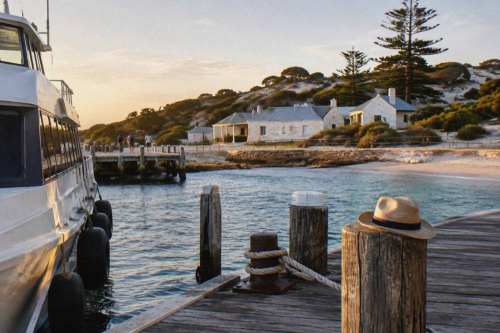 Ferry berthed at the Main Jetty in Thomson Bay settlement on Rottnest Island
